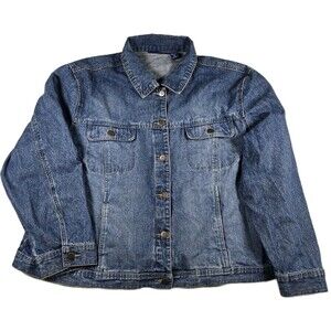 Bill Blass Jeans Women's 3X Denim Jacket 100% Cotton Trucker Classic Medium Wash